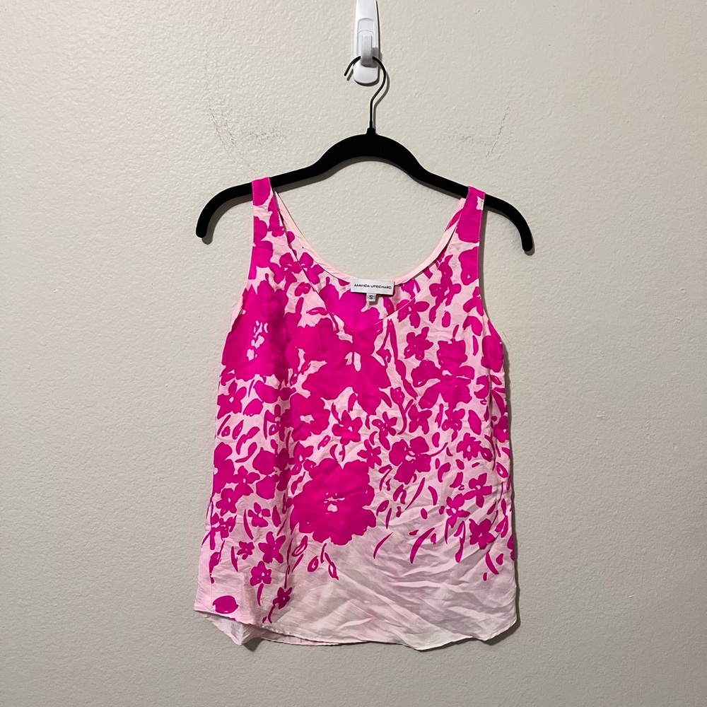 Amanda Uprichard Floral Silk Top Size S Pink